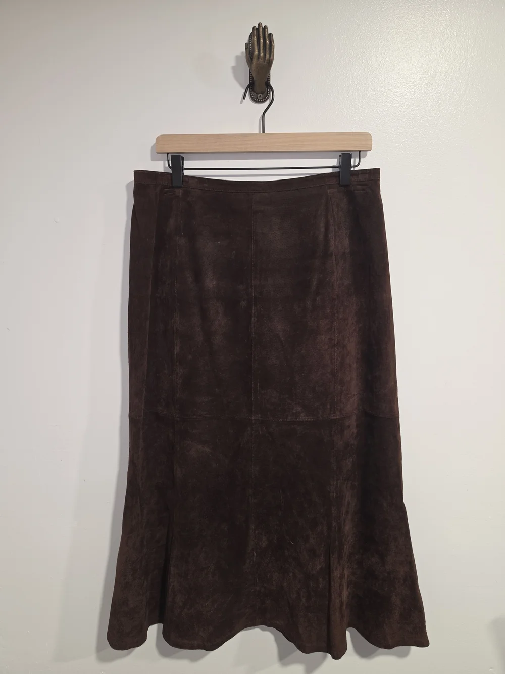 Roth LeCover California Vintage 100% Brown Leather Midi Skirt Women's Size 10